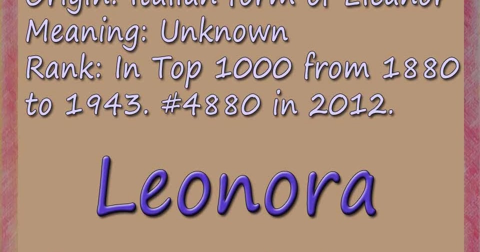 The Art of Naming Leonora