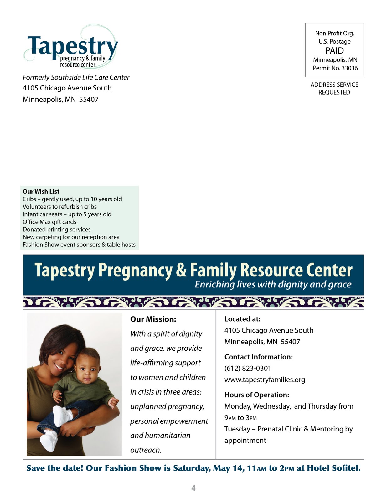 Melissa Wilsford Design Newsletter Tapestry Pregnancy & Family Resource Center