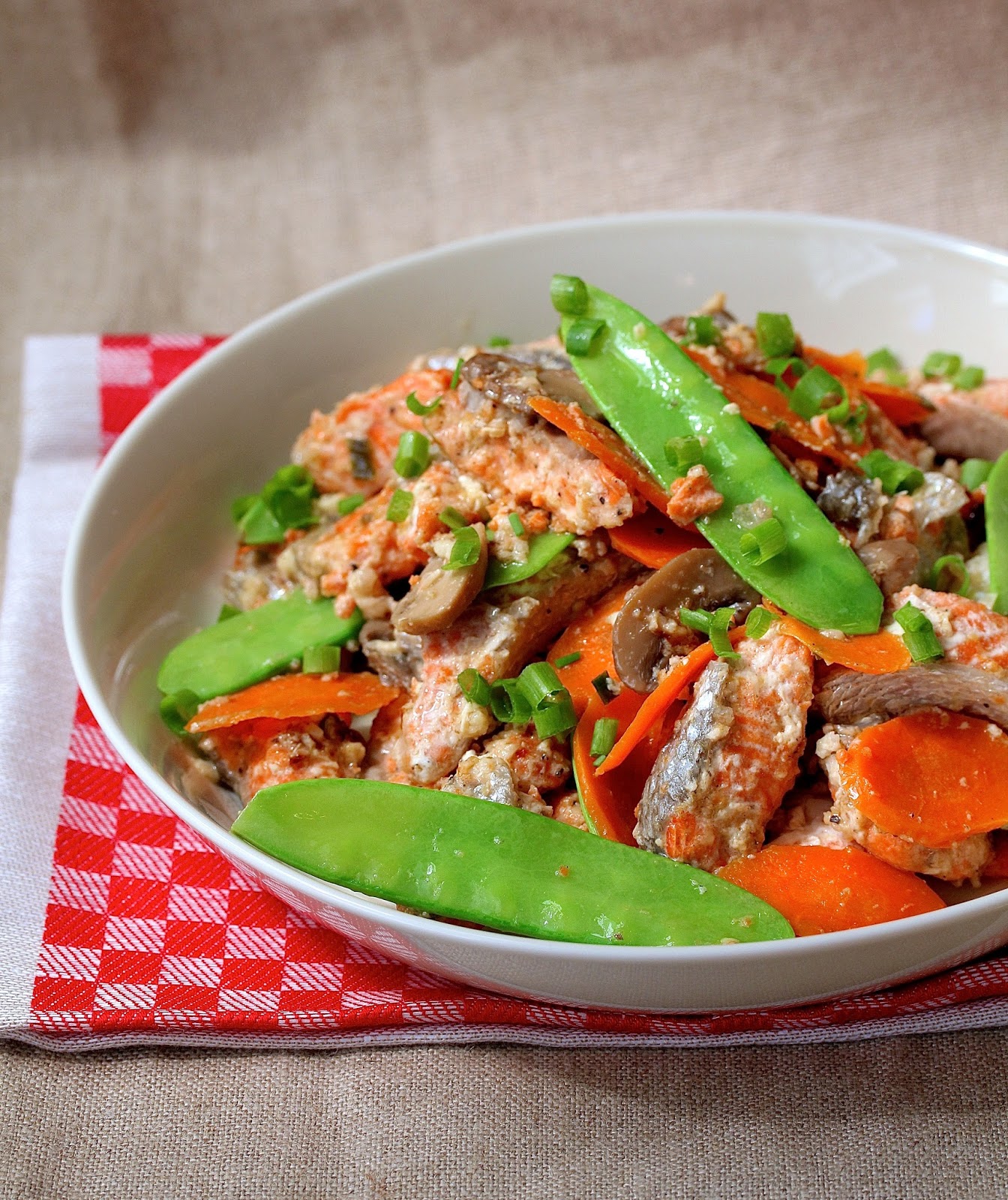 StirFried Salmon with Wine Sauce Wok Wednesdays Karen's Kitchen