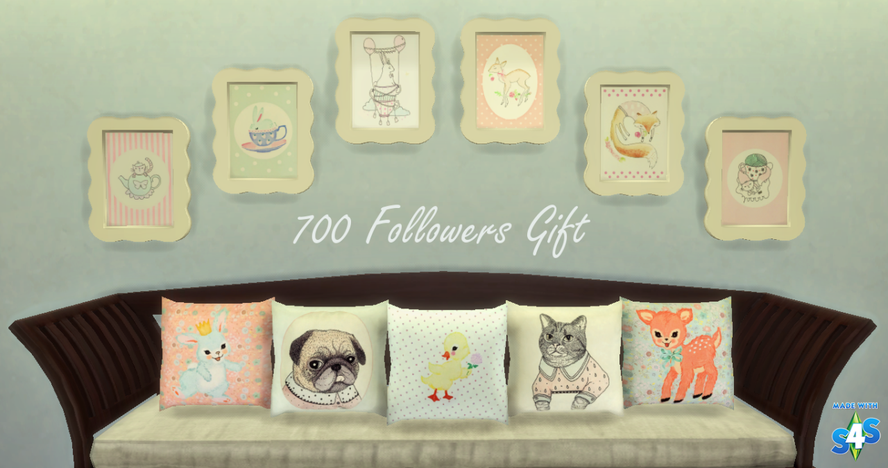 My Sims 4 Blog: Animal Scalloped Painting & Animal Throw Pillow by Nooboominicule