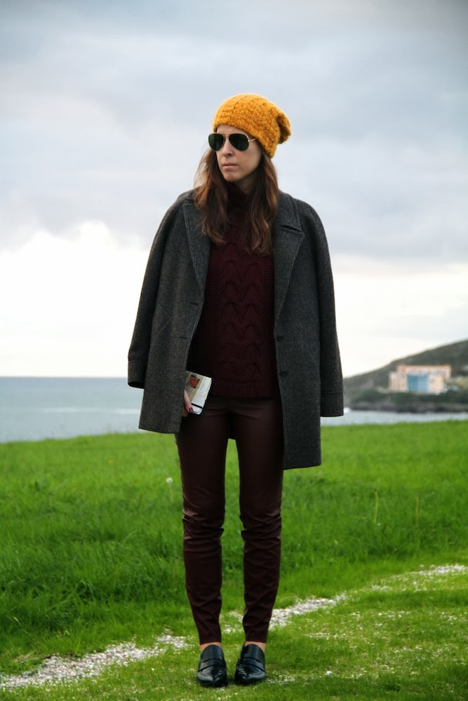 funnel neck jersey coat, descalza looks, hm, knitted, Massimo Dutti