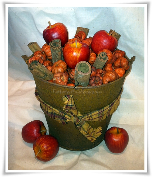 Pumpkin Apple Rusty Tin Bucket Tattered Sisters Primitives