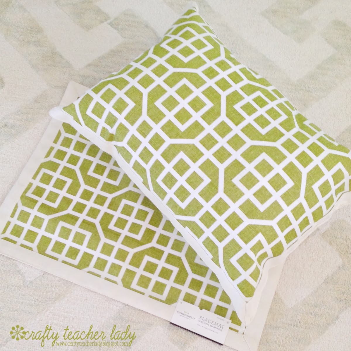 Crafty Teacher Lady Placemat Turned Toss Pillow
