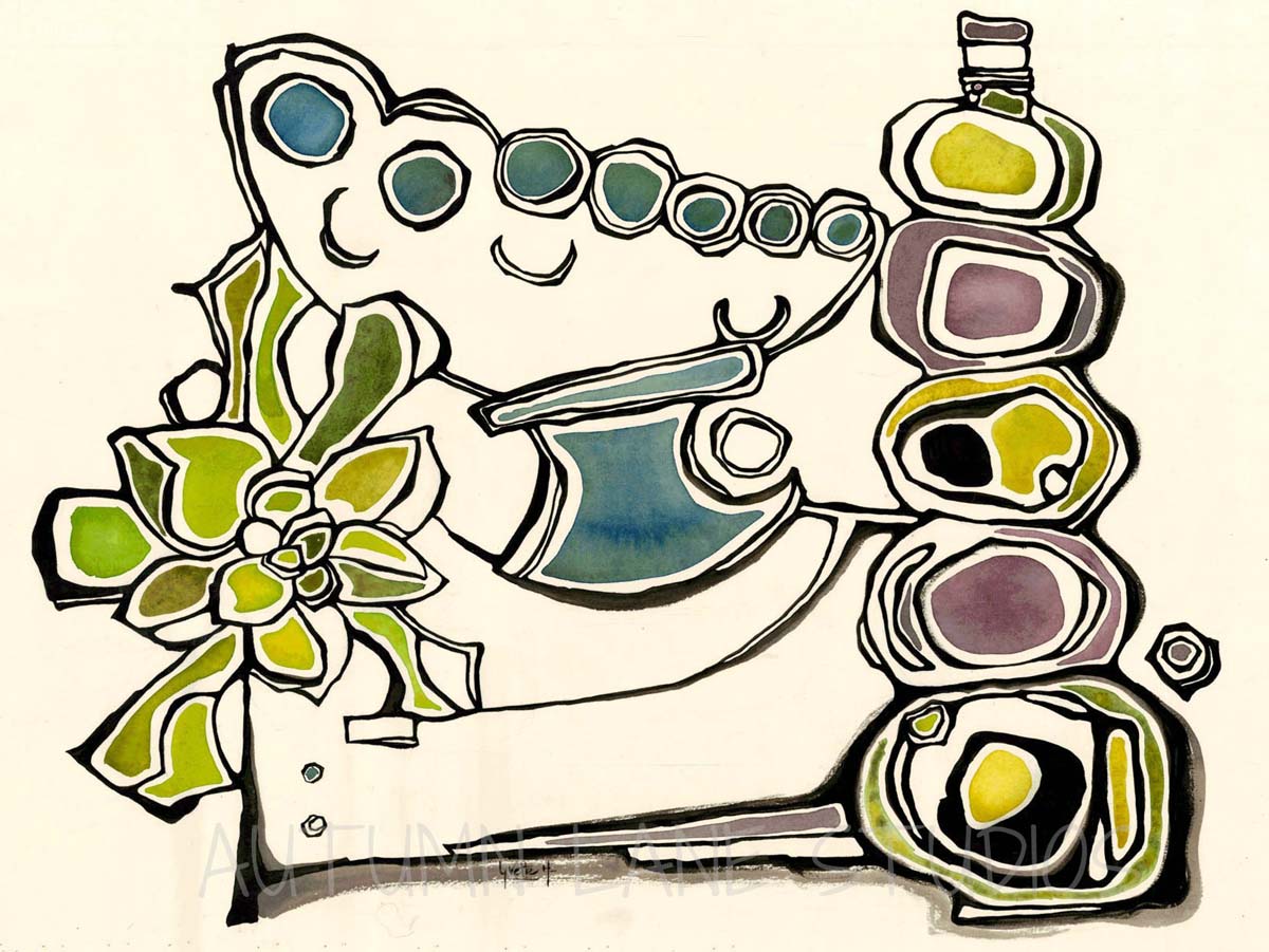 Ink & Watercolor Abstract Still Life