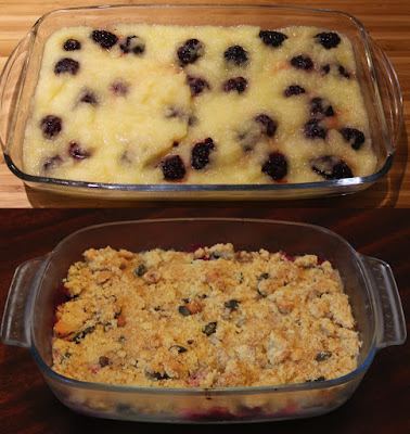 Twice-baked apple and blackberry crumble