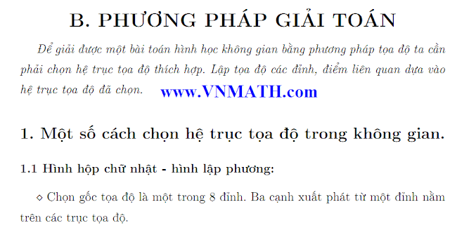 giai toan hinh hoc khong gian bang phuong phap toa do, thi dai hoc
