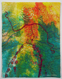 Dance by Linda A. Miller 2013 dancing red stick figure with spiral head