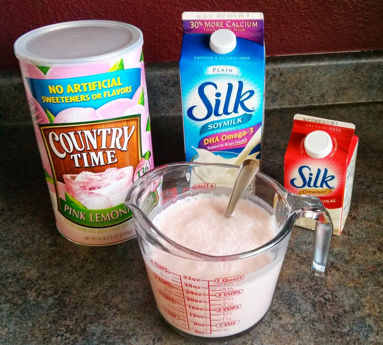 Ingredients for pink lemonade sherbet