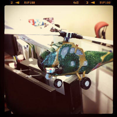 GotPrint employee's handmade helicopter by desk