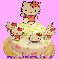 Tarta de Cumpleaños Hello Kitty Cursos de pastillaje, pasta a base de gelatina y azúcar glass