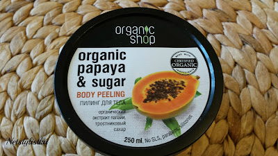 Peeling do ciała z papają i cukrem trzcinowym Organic Shop, kosmetyki naturalne, peeling do ciała z papają i cukrem trzcinowym, ekologiczny peeling