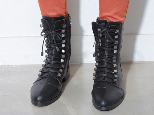 Stud Knot Lace Up Boots