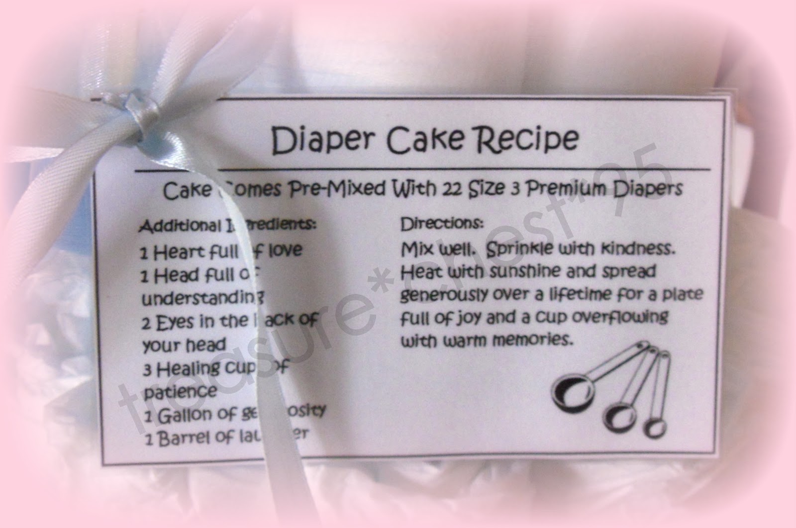   before baby outgrows it laminated recipe card attached to back of cake