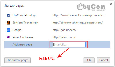 Add a new page Masukkan URL website di Add a new page