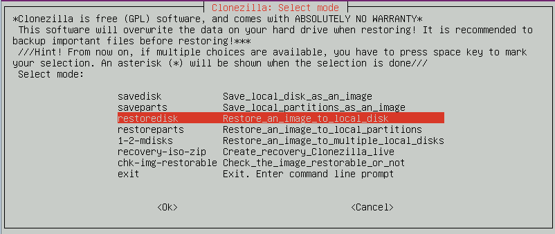 Langkah-langkah restore Clonezilla 4 Langkah-langkah restore Clonezilla 4
