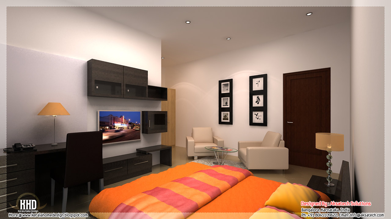 Mix collection of 3D home elevations and interiors - Kerala home