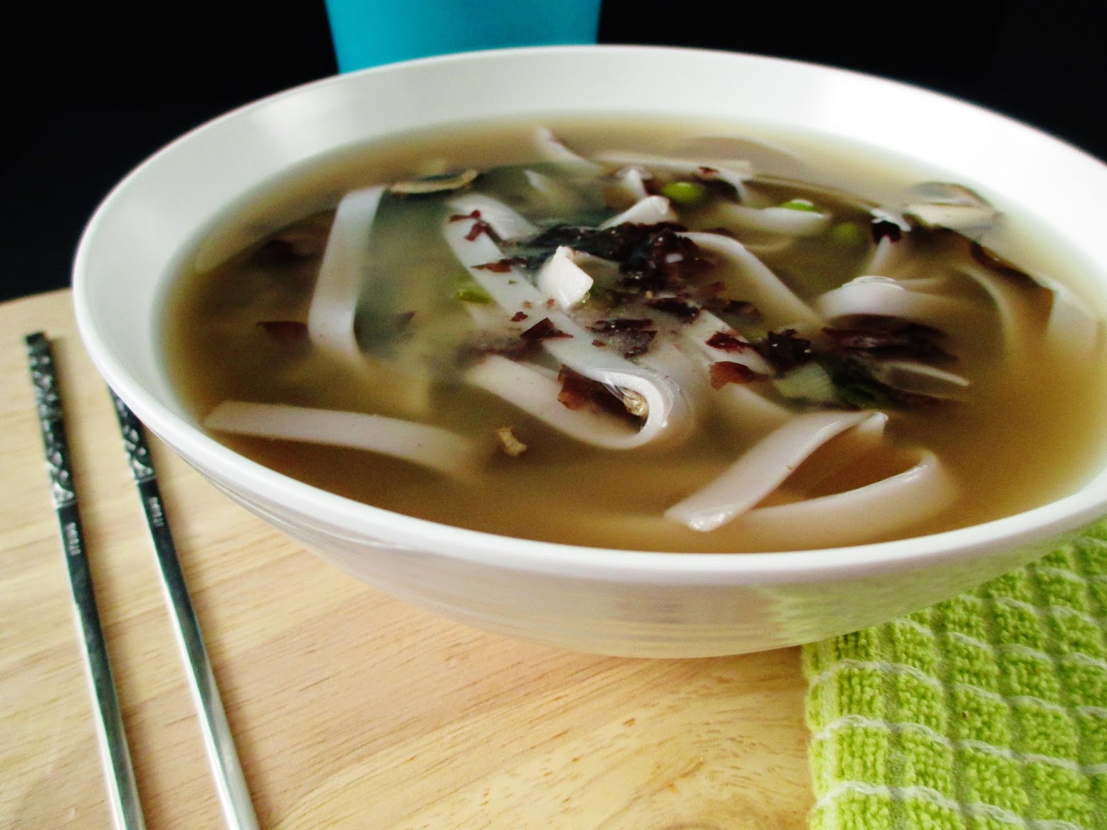 vegan 101 girl Miso Soup with Rice Noodles