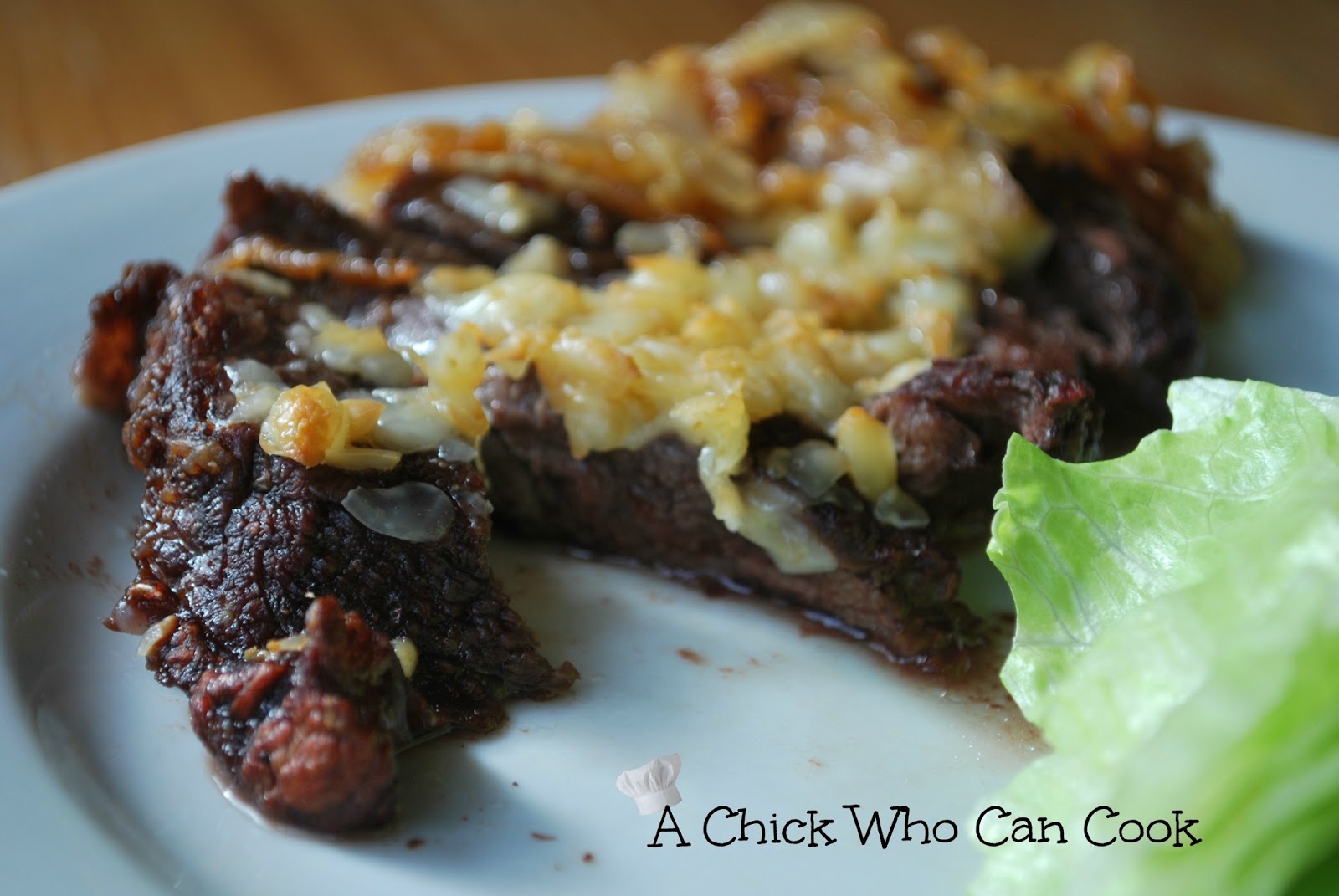 A Chick Who Can Cook Steak with smoked Gruyere