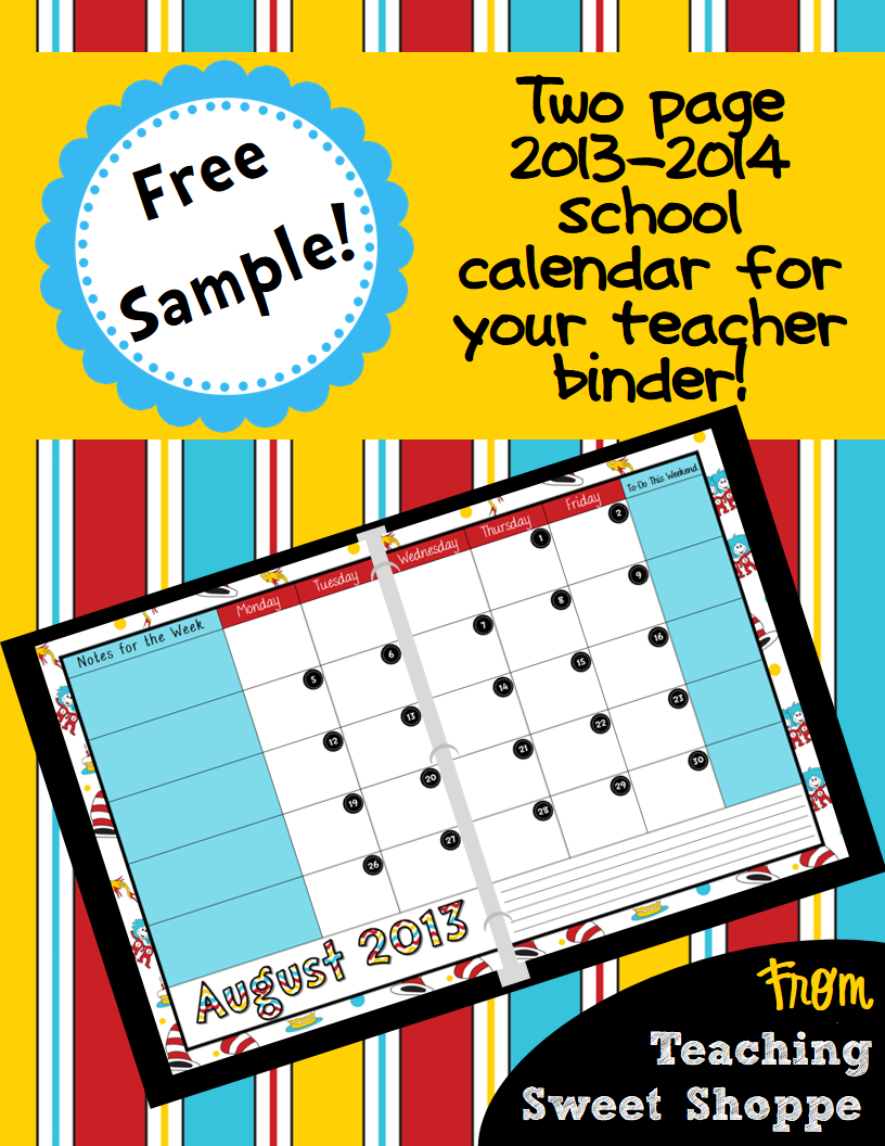 The Teaching Sweet Shoppe! SeussStyle Teacher Calendar for your