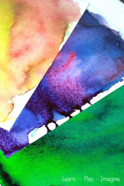 Lovely watercolor art made from frozen watercolor - combine art and science with this chilly art activity