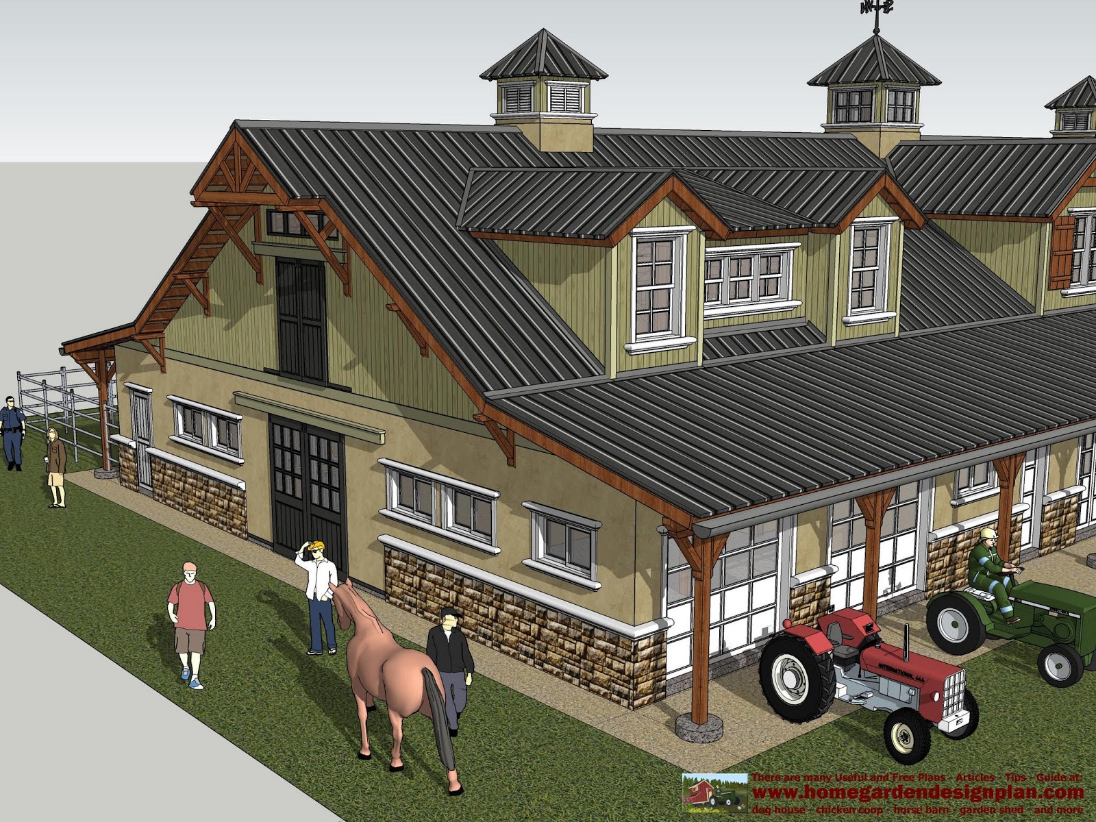 home garden plans HB100 Horse Barn Plans Horse Barn