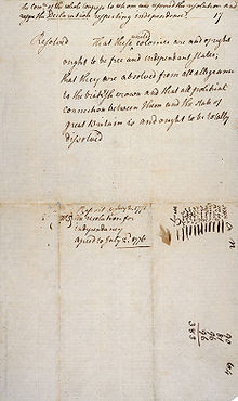 Original handwritten copy of the Lee Resolution