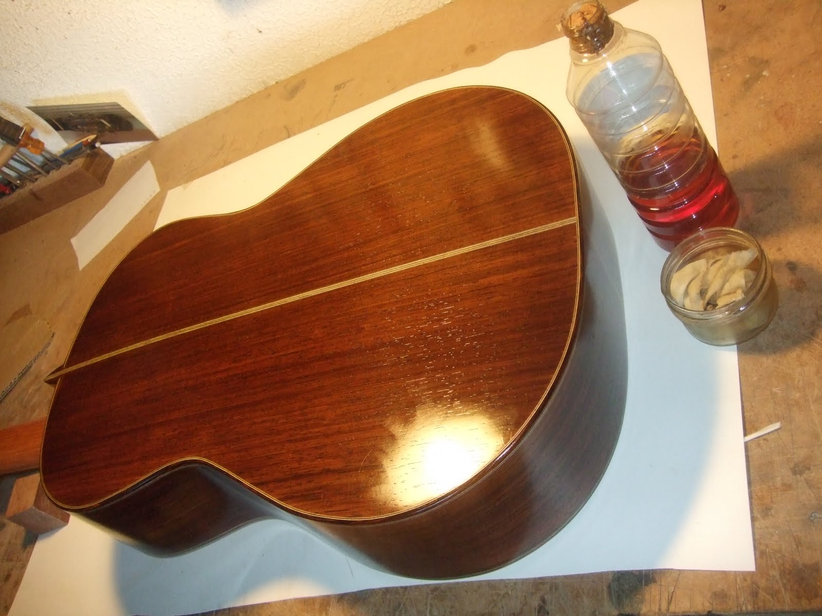 David Whiteman, Guitar Maker French Polishing underway