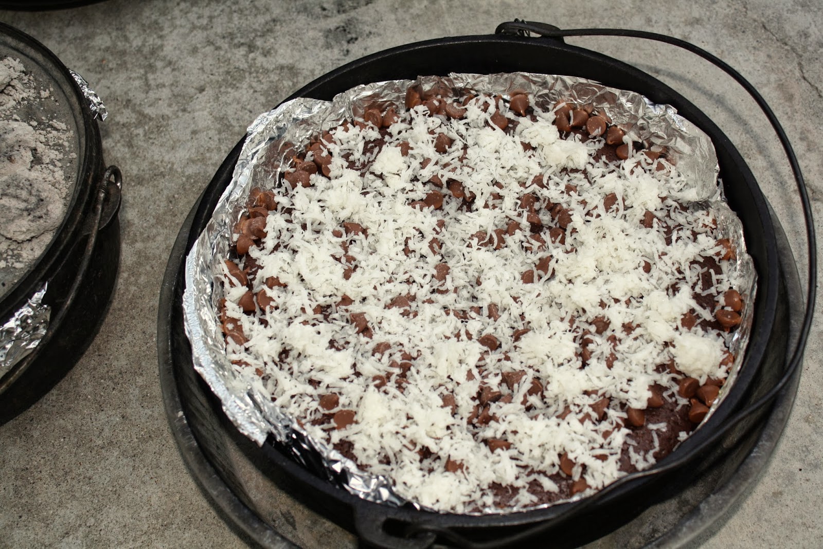 Dutch Oven Chocolate Coconut Marshmallow Cake