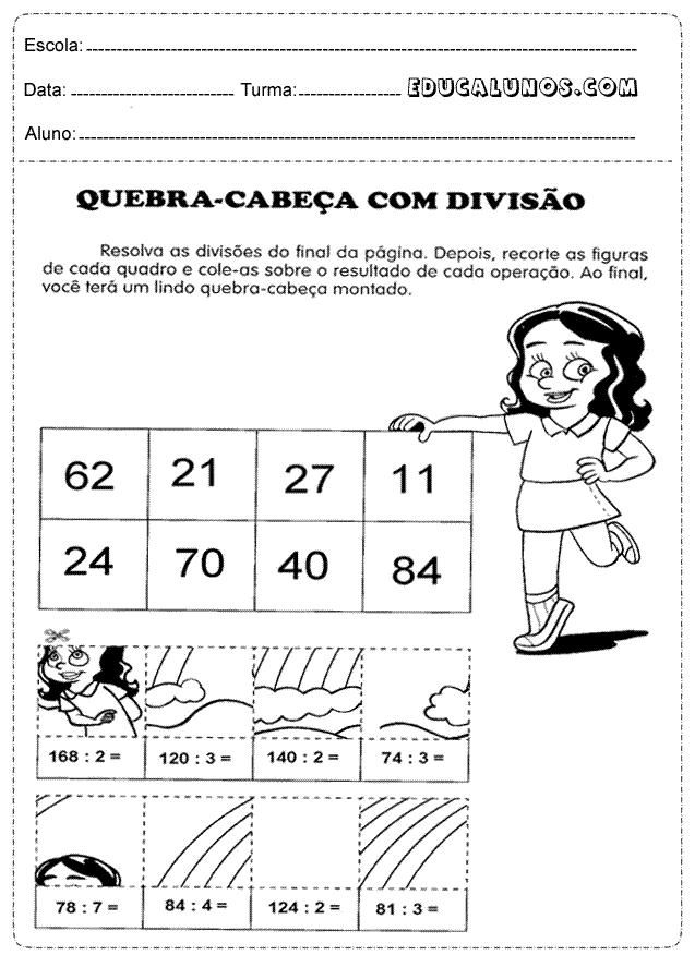 Quebra cabeça com divisão