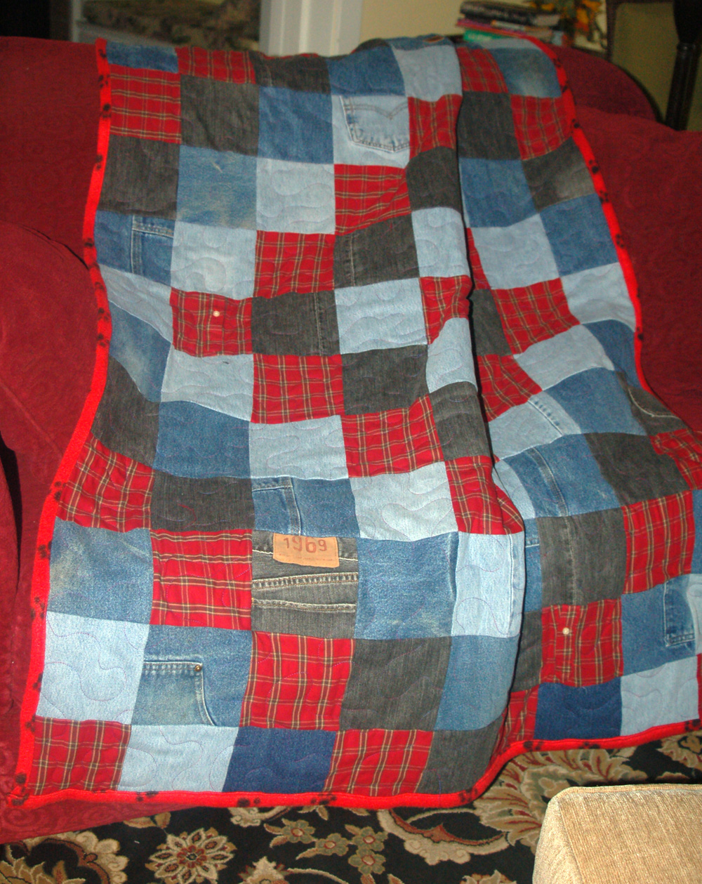 Stitchnquilt Around the World Blue Jeans Quilt