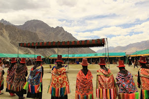 Ladakh women dancers perforning at "Sand Dunes Festival in Hunder.