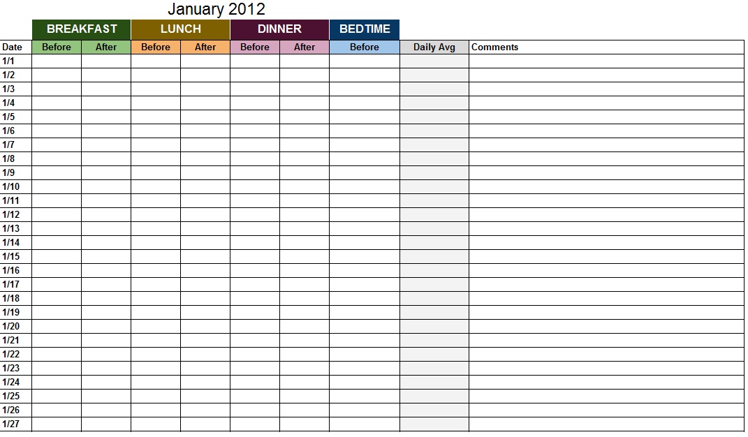 printable blood sugar log sheet