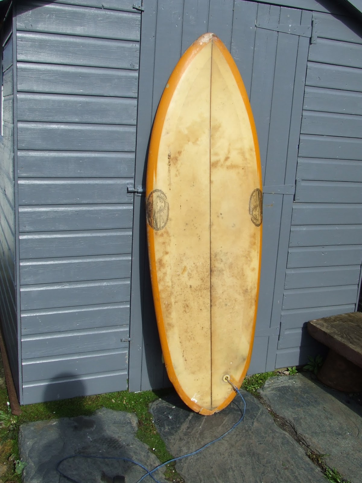 vintage surfboard collector UK Tris kneeboard from Chops (another