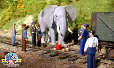 Island of Sodor carnival circus friendly elephant stopped pushing and came towards the rail workers