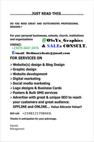 CONTACT  @ OSsYx  on  +2348121708469  For  these  SERVICES. Thanks.