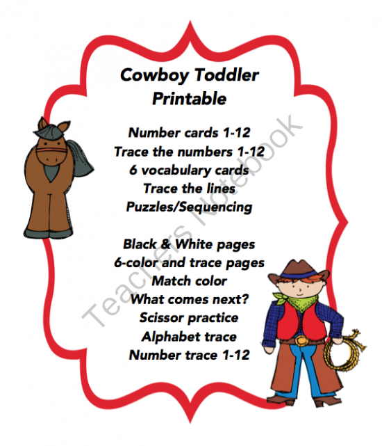 Cowboy Printable ~ Preschool Printables