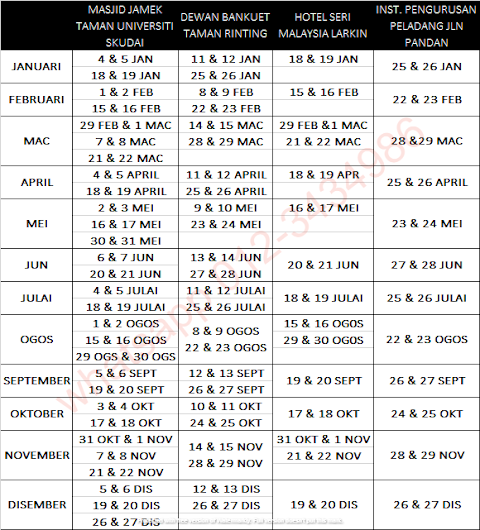 Jadual Kursus Perkahwinan 2018