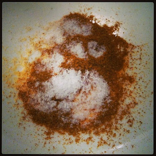Spice Rub cumin, garlic and salt ready to be combined for rub
