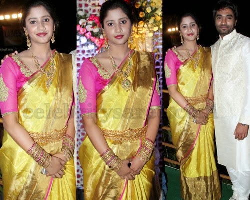 Gorgeous Women in Yellow Uppada Sari