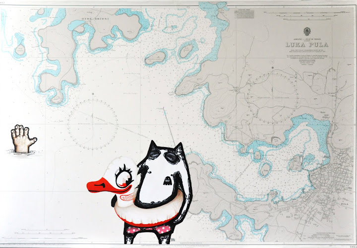 Seascape 16, 2010. Navigation map, acrylic on canvas, 70 x 100 cm