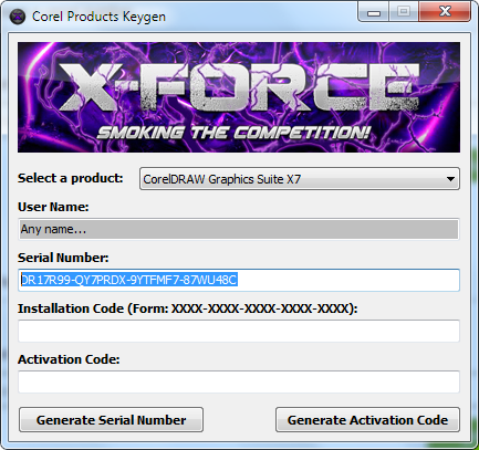 corel draw x7 serial number and activation code keygens