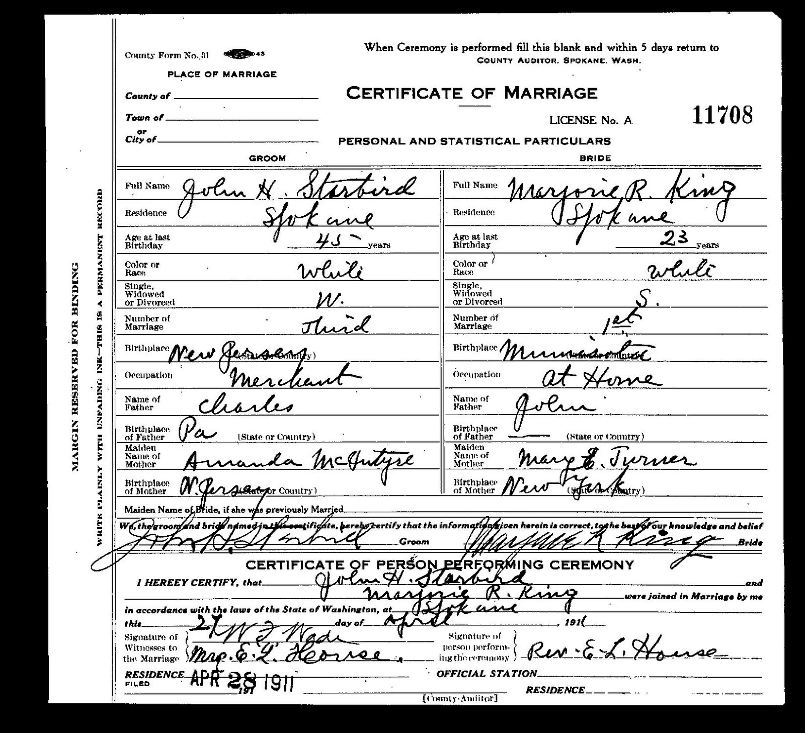 Hawaii Marriage Certificate