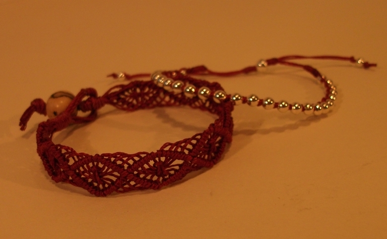 Woven bracelts with seed bead clasp.