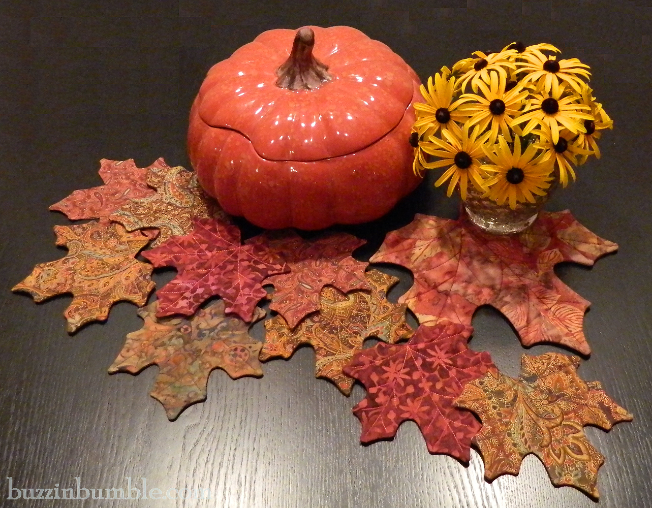 "Maple Leaf" is a Free Halloween Lap Quilt Pattern from Buzzin Bumble!