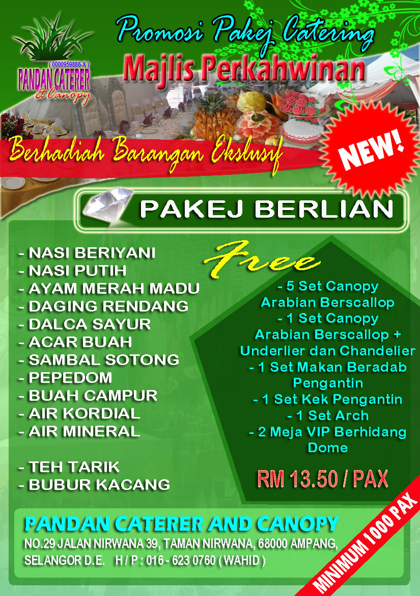 Pakej Eksklusif Kenduri Kahwin PANDAN CATERER AND CANOPY