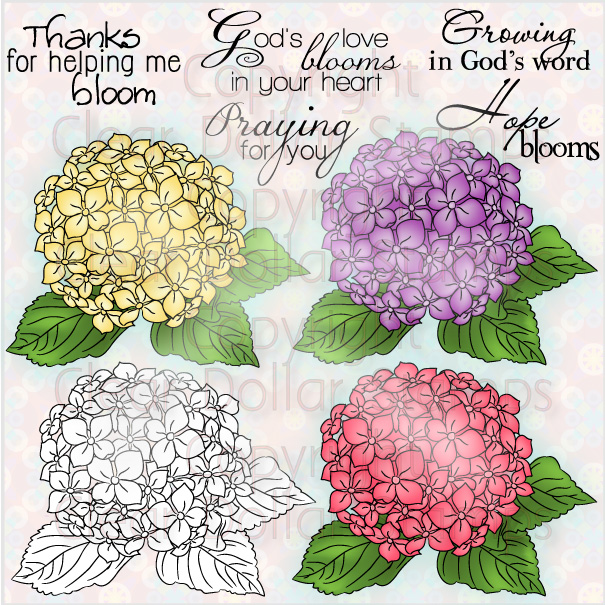 Simply Handcrafted Clear Dollar Stamps Hydrangea