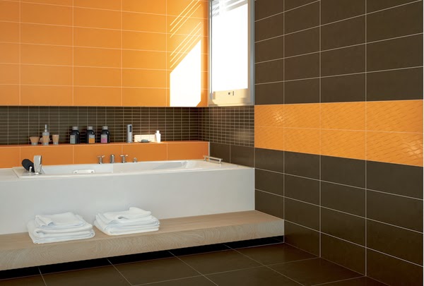 Baños en color naranja y marrón - Colores en Casa