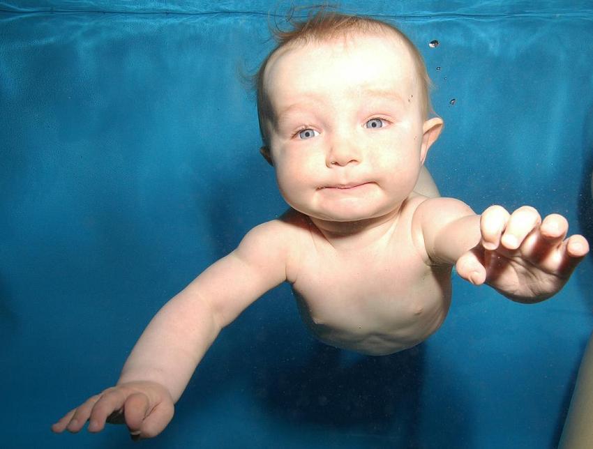 Baby Swimming Underwater