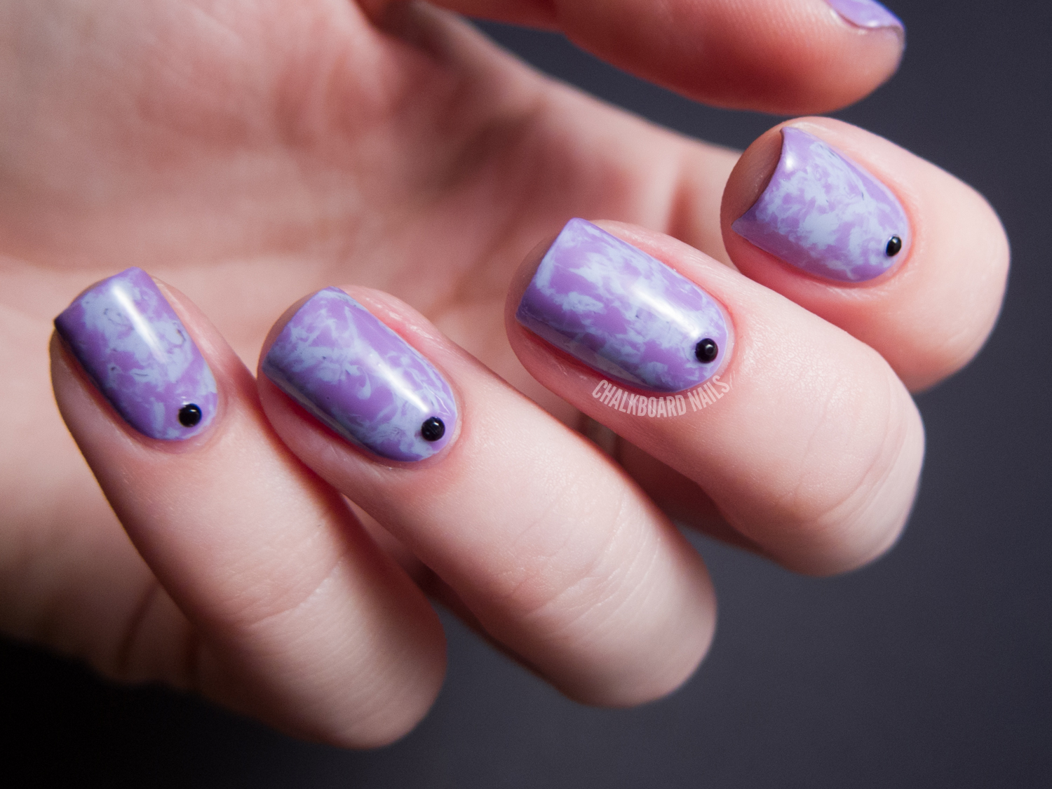 Purple Saran Wrap with Black Rhinestones Chalkboard Nails Nail Art Blog