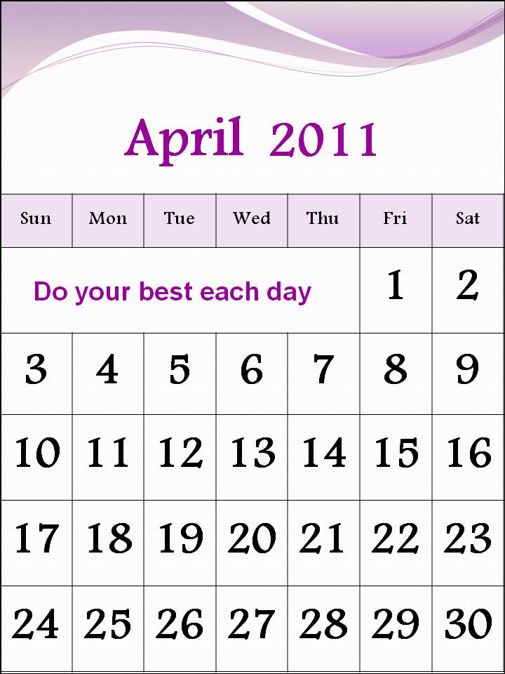 april 2011 calendar template. free april 2011 calendar